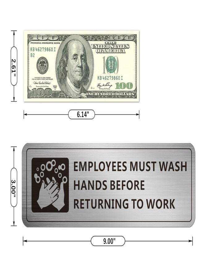 MongFun Employees Must Wash Hands Sign, (2 Pack) Self-adhesive Metal Signage for Office Bathroom, 9 x 3 Inch Waterproof Aluminum Signs for Indoor Outdoor Use (Brushed Aluminum) - Image 5